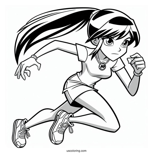 Ben 10 Coloring Page Of Young Gwen Tennyson Running For Kids