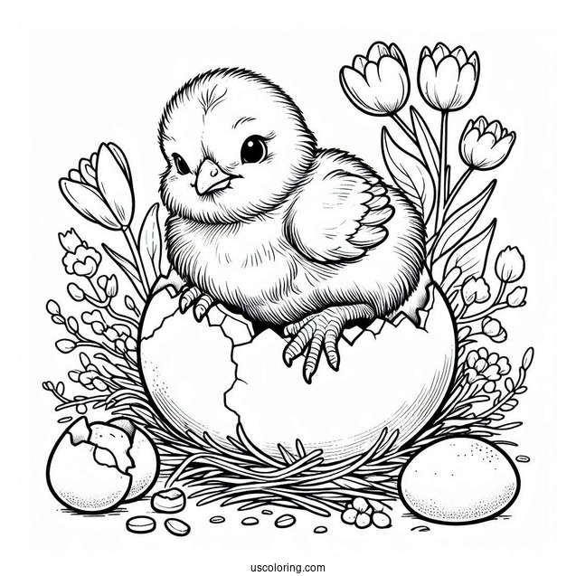 Baby Chick Hatching From Egg To Color