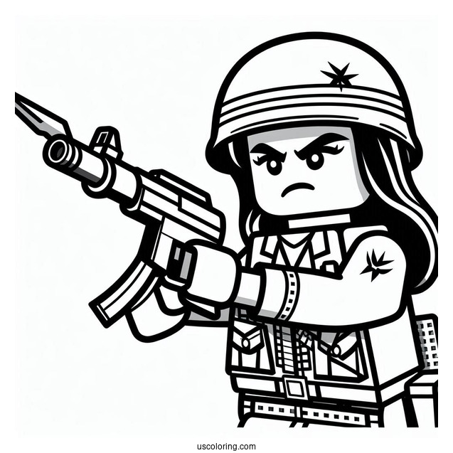 Angry Lego Soldier Coloring Page With Gun And Dagger