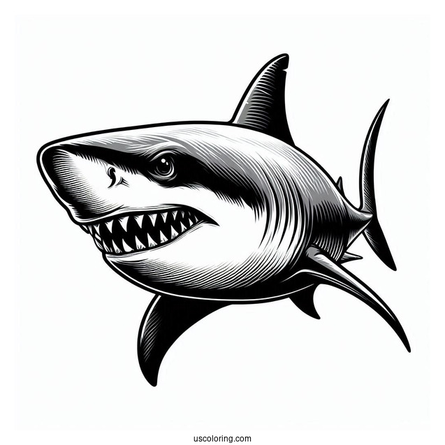 Great White Shark Coloring Page With Mouth Open