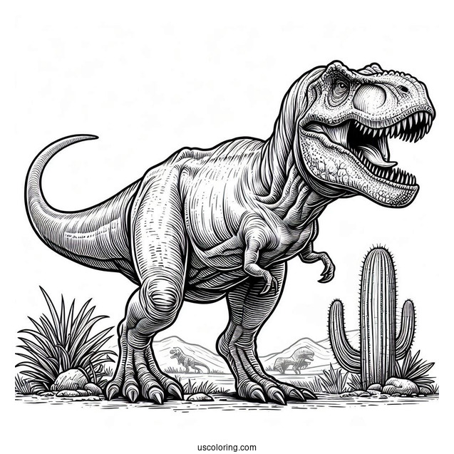 Detailed Tyrannosaurus Rex Coloring Sheet