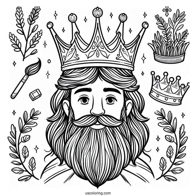 Coloring Sheet Of King Wearing Crown