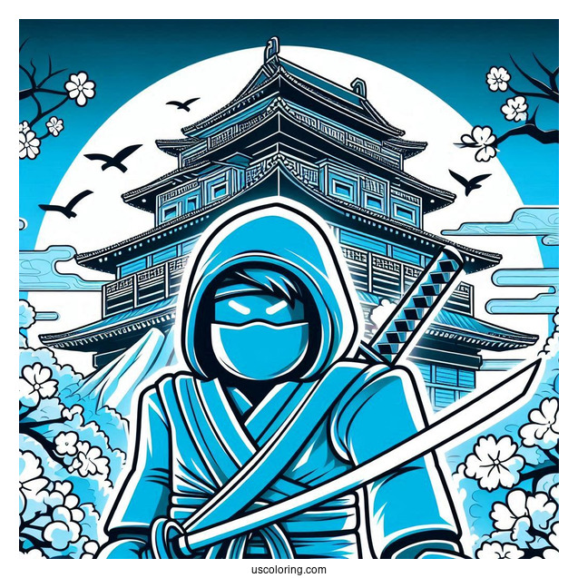 Roblox Neon Ninja In Front Of Japanese Castle