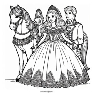 Princess Barbie With Prince And Horse