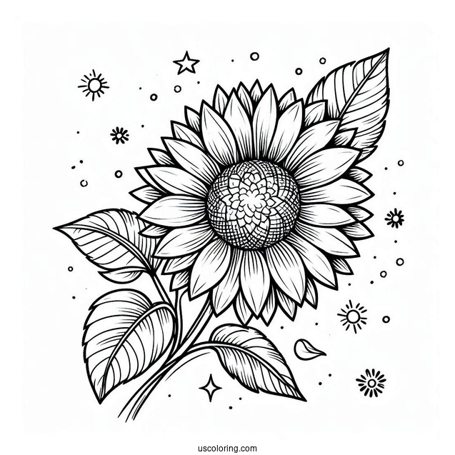 Simple Kids Sunflower For Coloring In