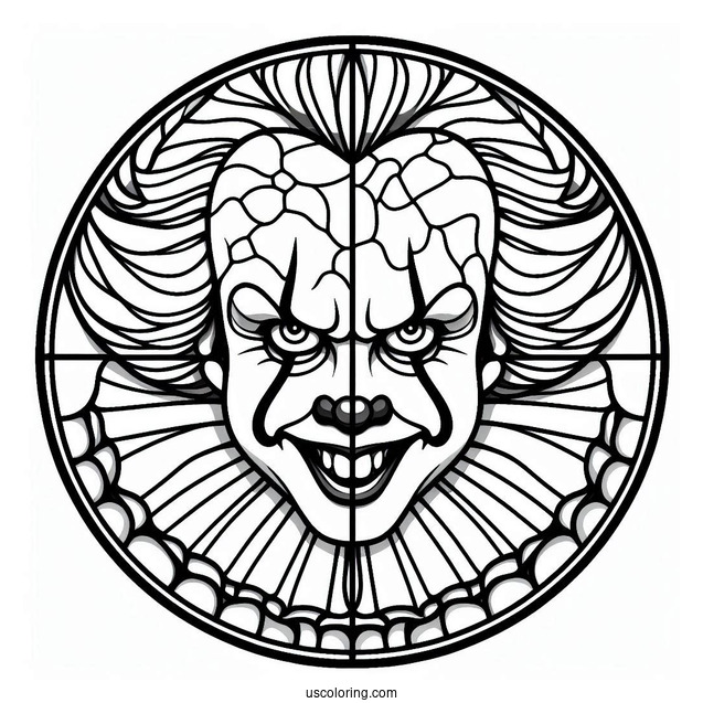 Smiling Pennywise Stained Glass Coloring Page