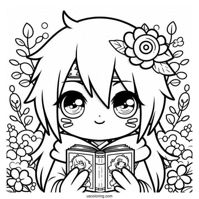 Kawaii Kakashi Coloring Page Holding An Icha Icha Book For Kids