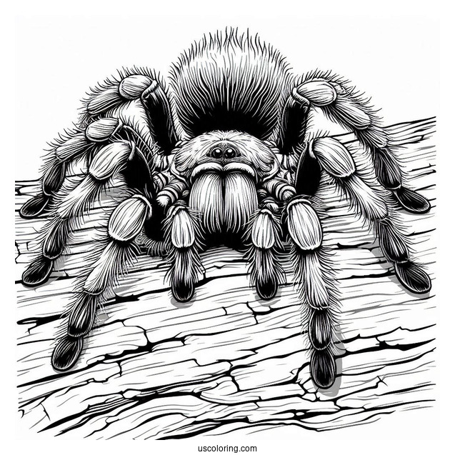 Tarantula Spider Resting On Log To Color
