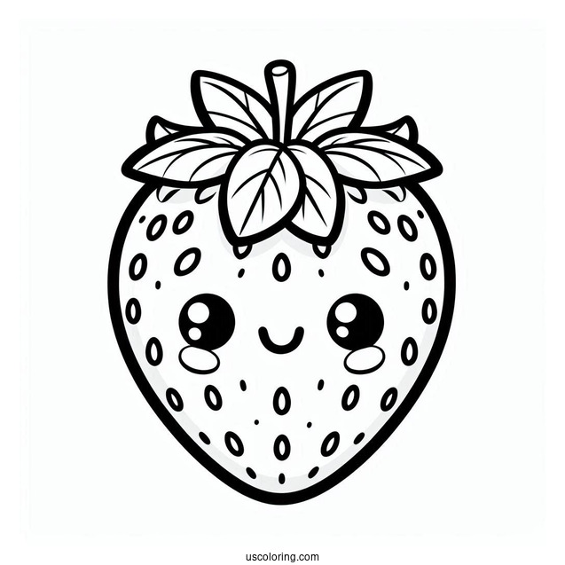 Smiling Cartoon Strawberry Coloring Page
