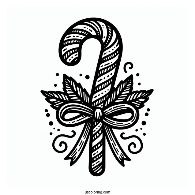 Easy Candy Cane Coloring Page For Kids