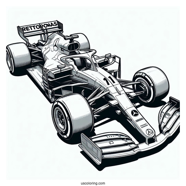 Mercedes W14 F1 Coloring Page Race Car