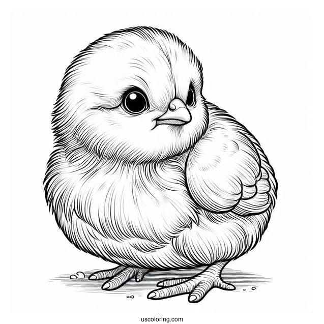 Realistic Baby Chicken Coloring Sheet