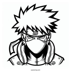 Easy Kakashi Coloring Page And Naruto Outline For Kids