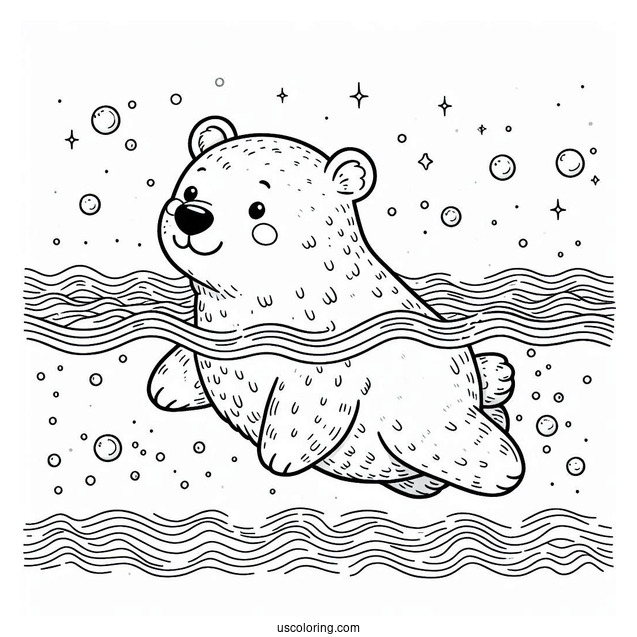 Polar Bear Swimming Coloring Sheet