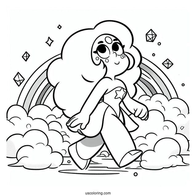 Steven Universe Coloring Page Of Rainbow Quartz 2.0 Walking On Clouds