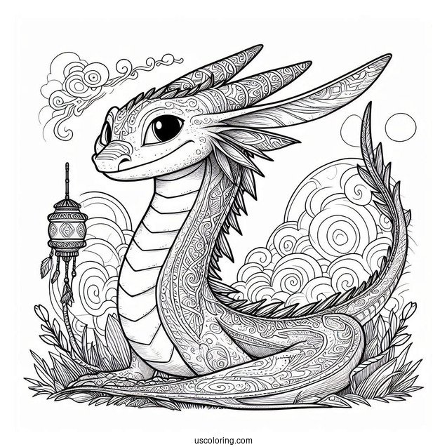 Raya And The Last Dragon Coloring Page Of Detailed Smiling Sisu Outline
