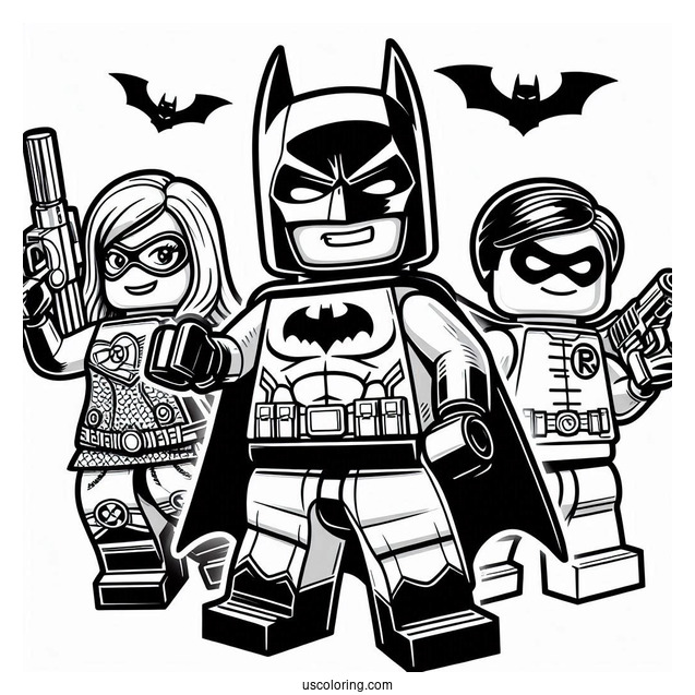 Lego Batman With Batgirl And Robin Coloring