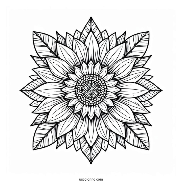 Flower Coloring Pages Ofv Detailed Sunflower Mandala