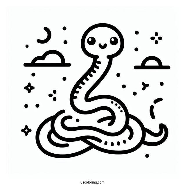 Easy Outline Of Snake To Color For Preschoolers