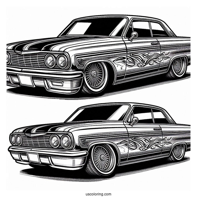 Lowrider Coloring Page Chevrolet Impala With Custom Paint