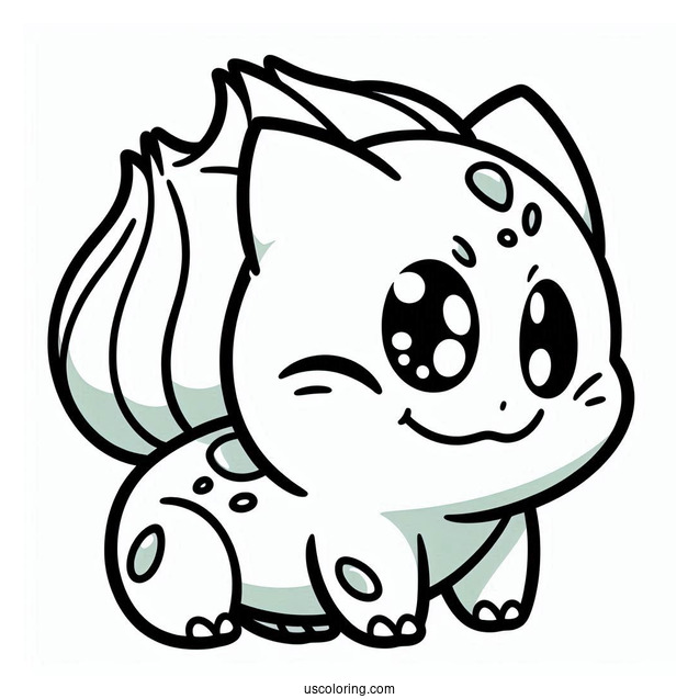 Easy Winking Bulbasaur Coloring Page For Kids