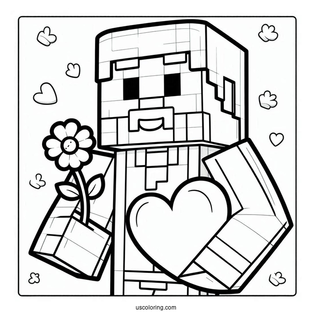 Minecraft Steve With Happy Father's Day Coloring Page