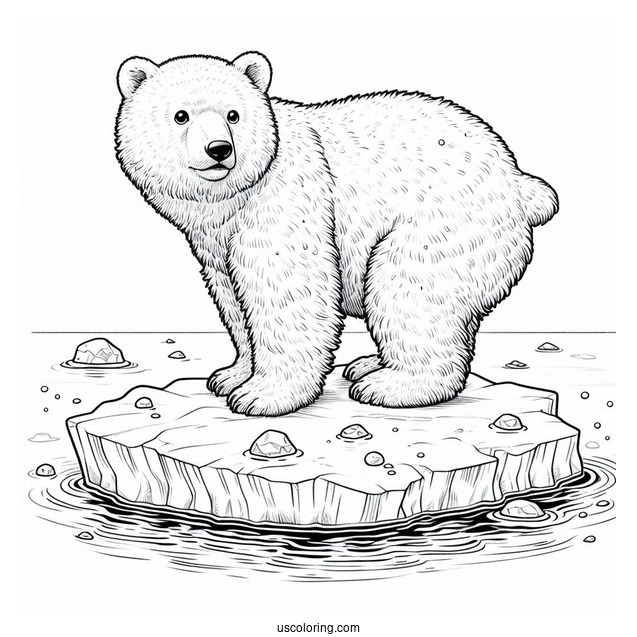 Adult Polar Bear On Piece Of Iceberg