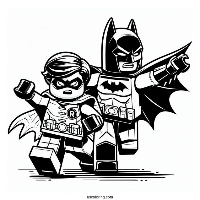 Lego Batman And Robin Fighting Crime Coloring