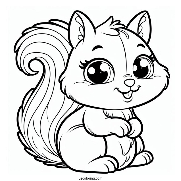 Simple Smiling Squirrel Coloring Page For Kids