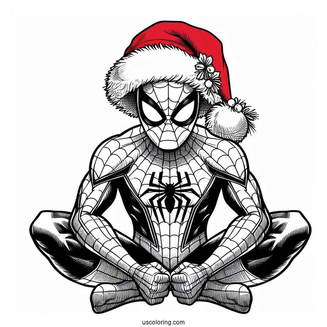 Merry Christmas Spider-Man With Santa Hat