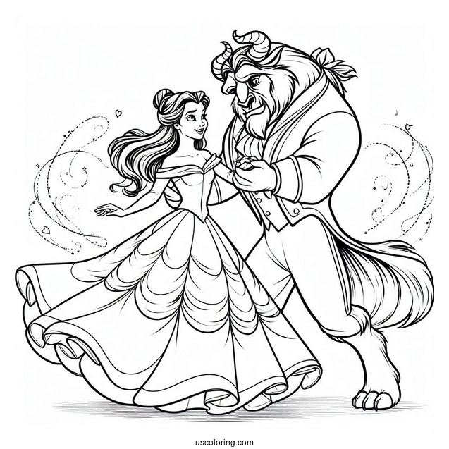 Princess Belle Dancing With Adam The Beast