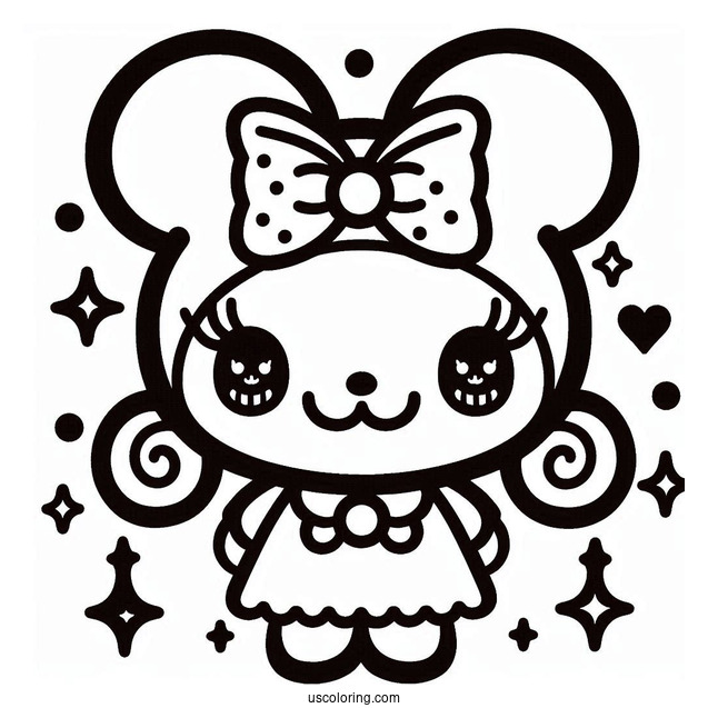 Sanrio Coloring Pages Of Kuromi With Evil Smile
