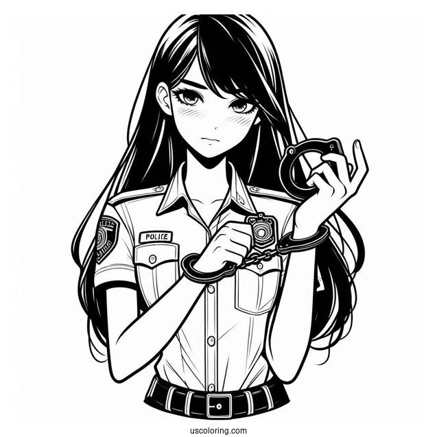 Police Handcuffs Coloring Sheet