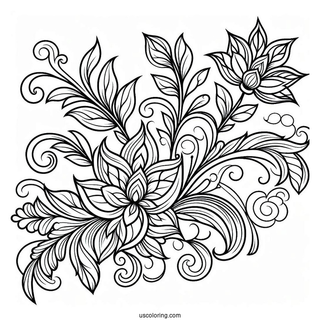Elegant Floral Pattern Coloring Page