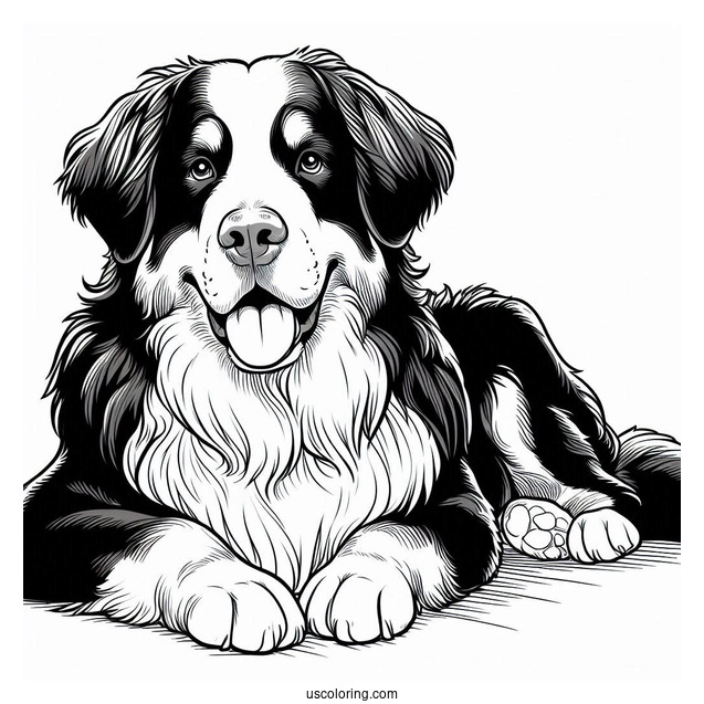 Coloring Sheet Of Bernese Mountain Dog Resting