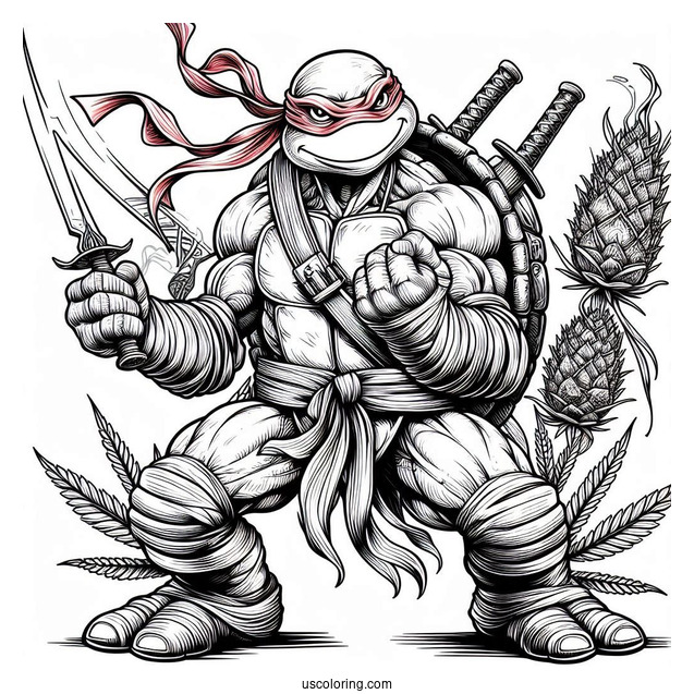 Ninja Turtles Coloring Page Of Detailed Rafael