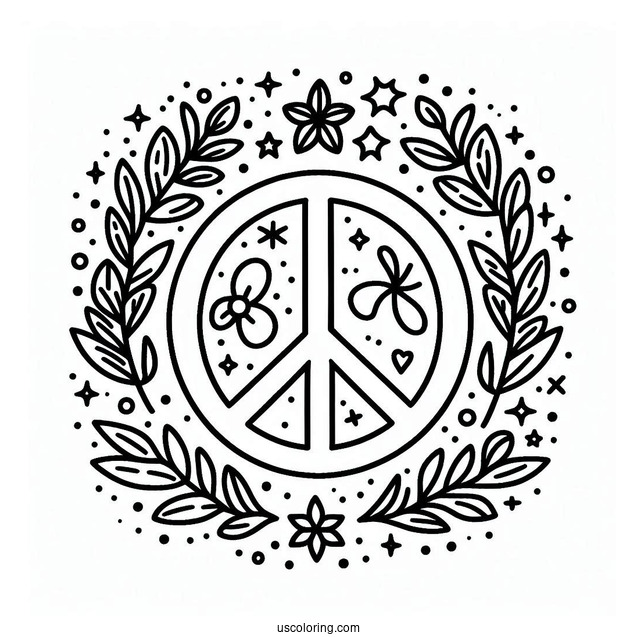 Easy Peace Coloring Page Sign To Color For Kids