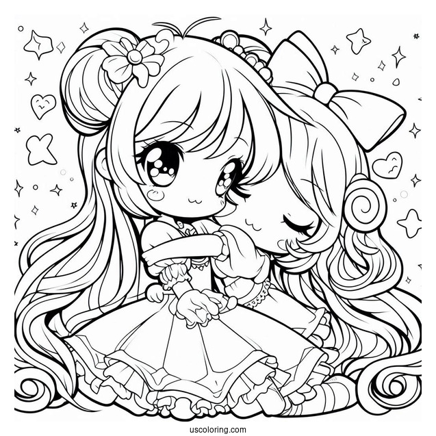 My Melody Coloring Page Hugging Uta Yumeno