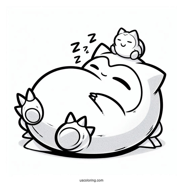 Munchlax Sleeping On Top Of Snorlax Coloring Page
