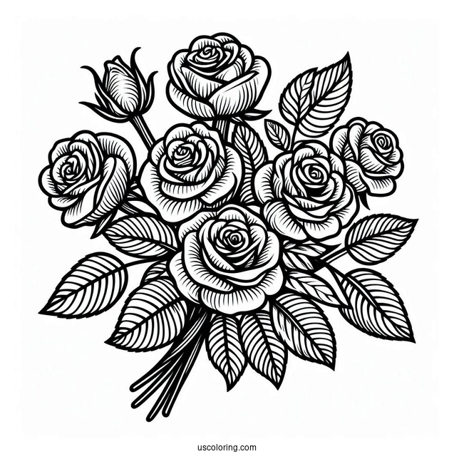 Bouquet Of Roses Coloring Page