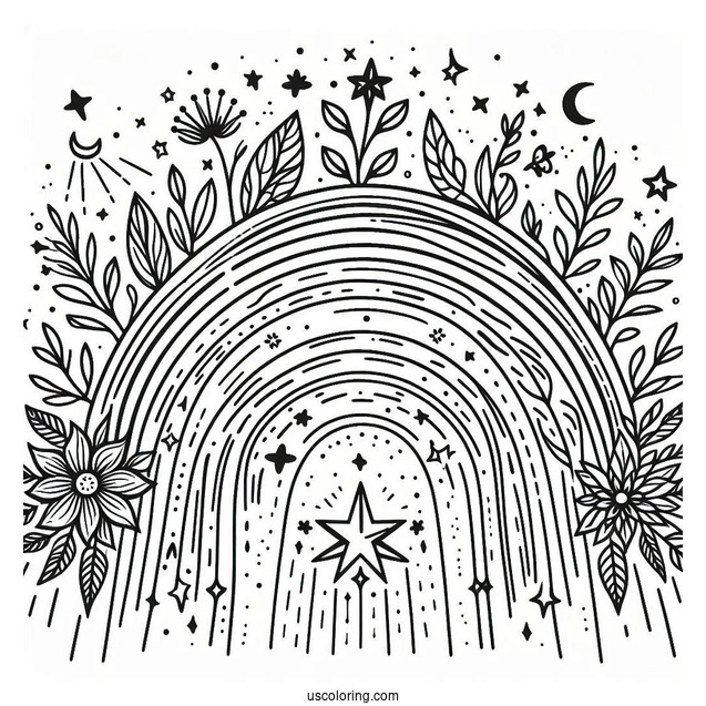 Rainbow Shooting Star Coloring Page