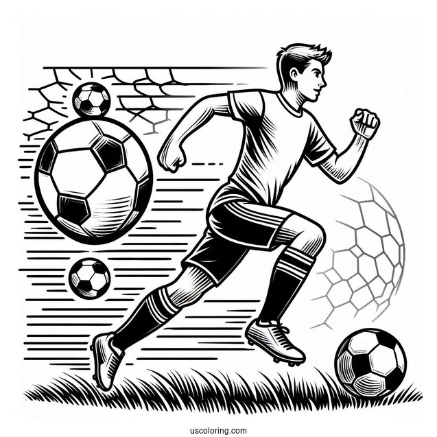 Soccer Coloring Page Running With Soccer Ball