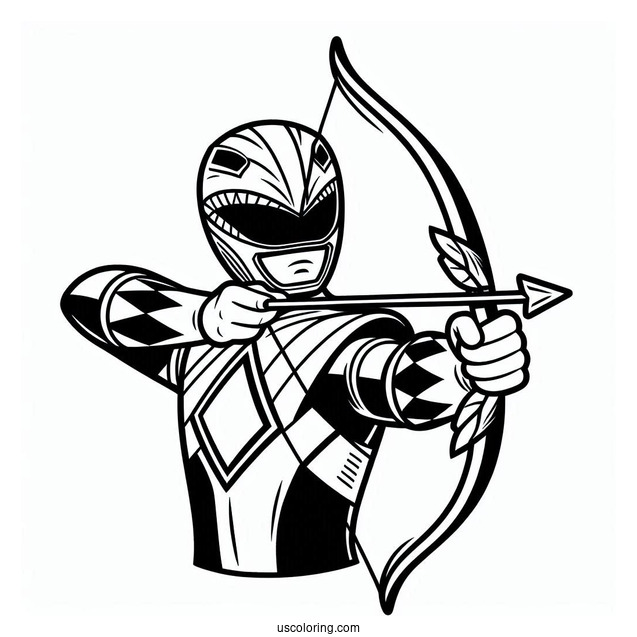 Power Ranger Holding Bow Coloring Sheet