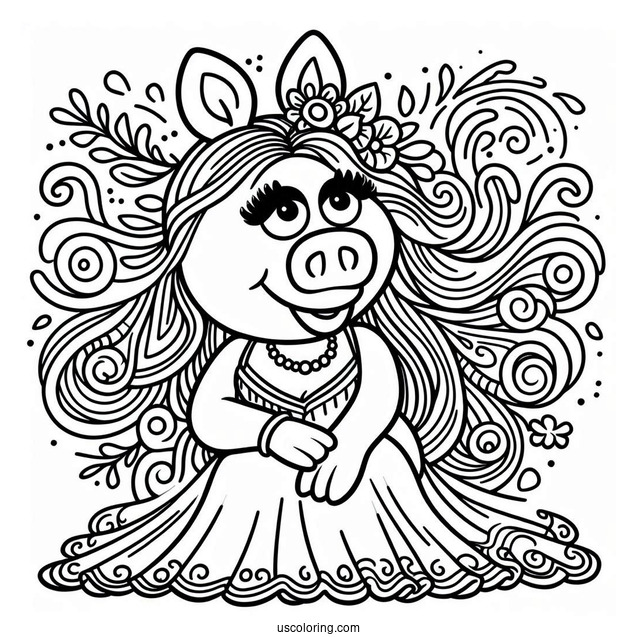 Miss Piggy Muppets Coloring Page For Kids