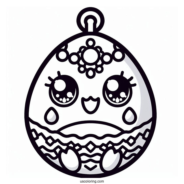 Tamagotchi Coloring Page Of Easy Kuchipatchi For Kids