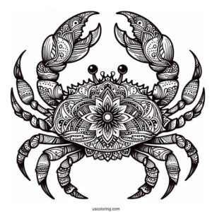 Intricate Crab Coloring Page Mandala
