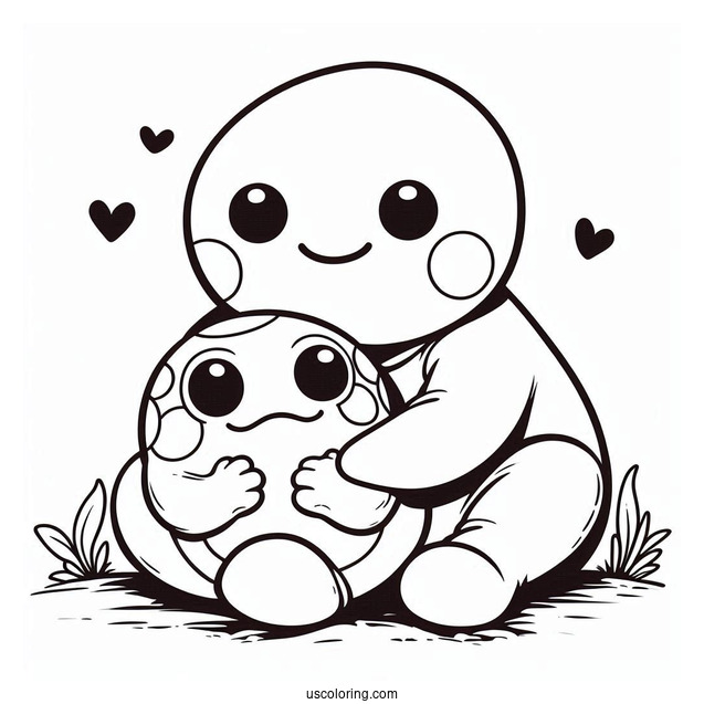 Toad Hugging Shy Guy Coloring Page