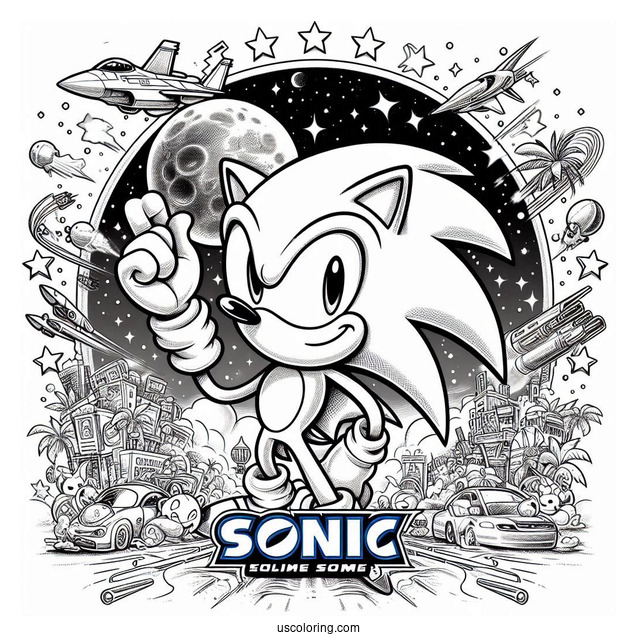 Sonic Movie Poster Coloring Sheet
