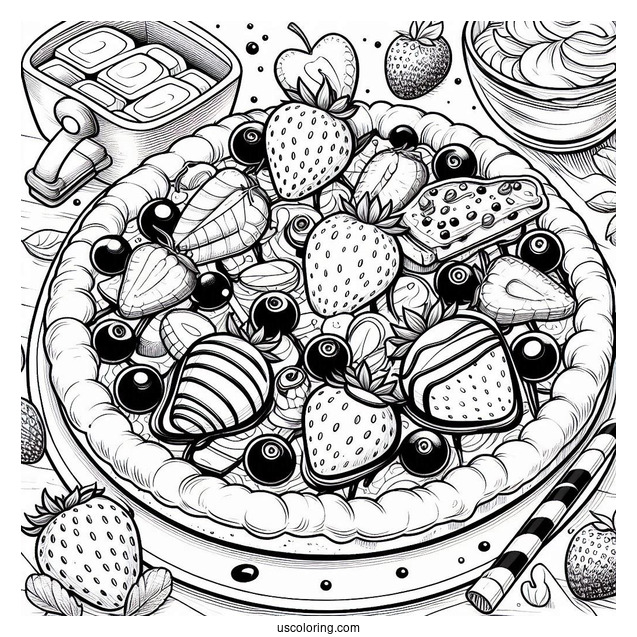 Dessert Pizza With Strawberries And Chocolate