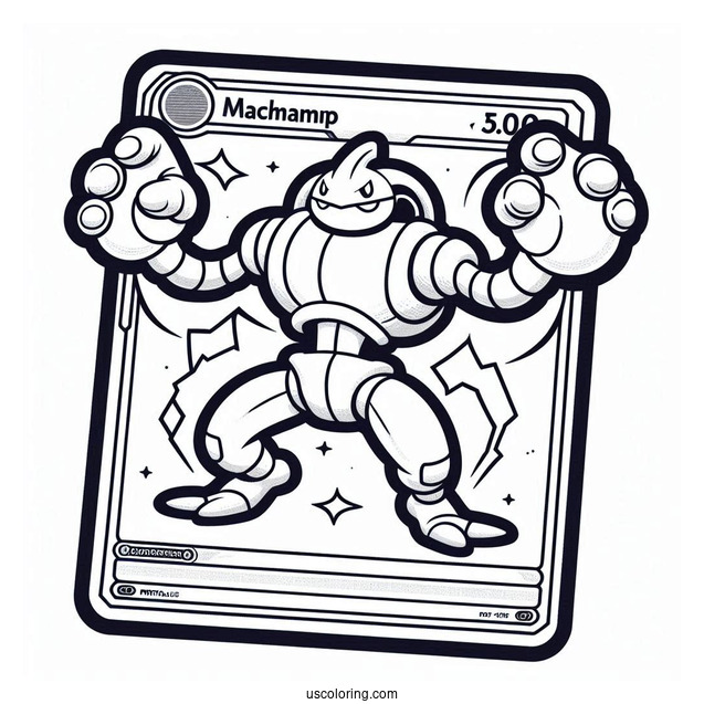 Machamp Seismic Toss Pokemon Card Coloring Page For Kids